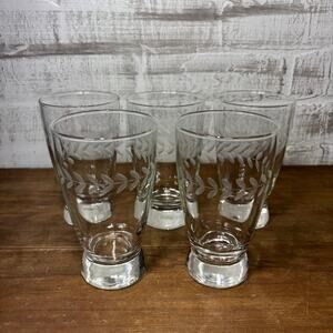 Mid Century Anchor Hocking Laurel Pattern Set Of 5 Glasses